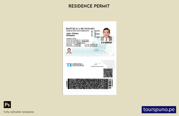 Plantilla de permiso de residencia en Panamá lista para imprimir